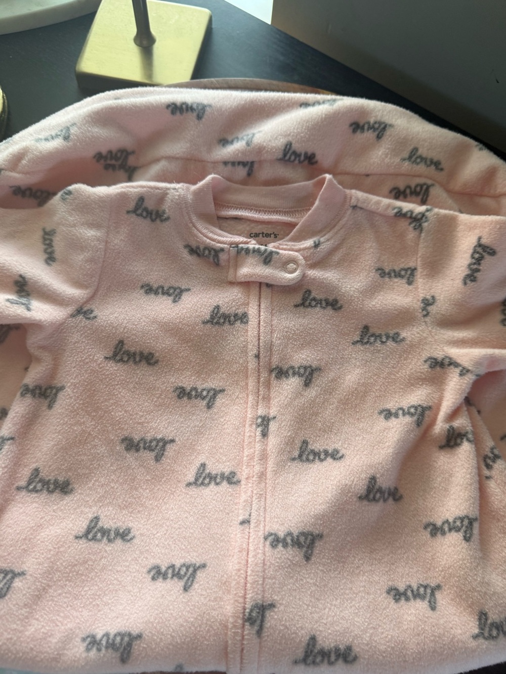 Carter's Light Pink Fleece Zip-Up Sleep Romper
